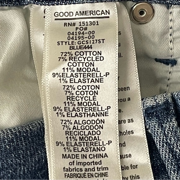 GOOD AMERICAN NWT GOOD CURVE RIPPED HIGH WAIST ANKLE STRAIGHT LEG JEANS 0/25 - Picture 11 of 12